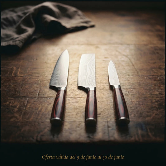 Set de 3 Cuchillos Profesionales Acero Inoxidable - Hōchō Chef